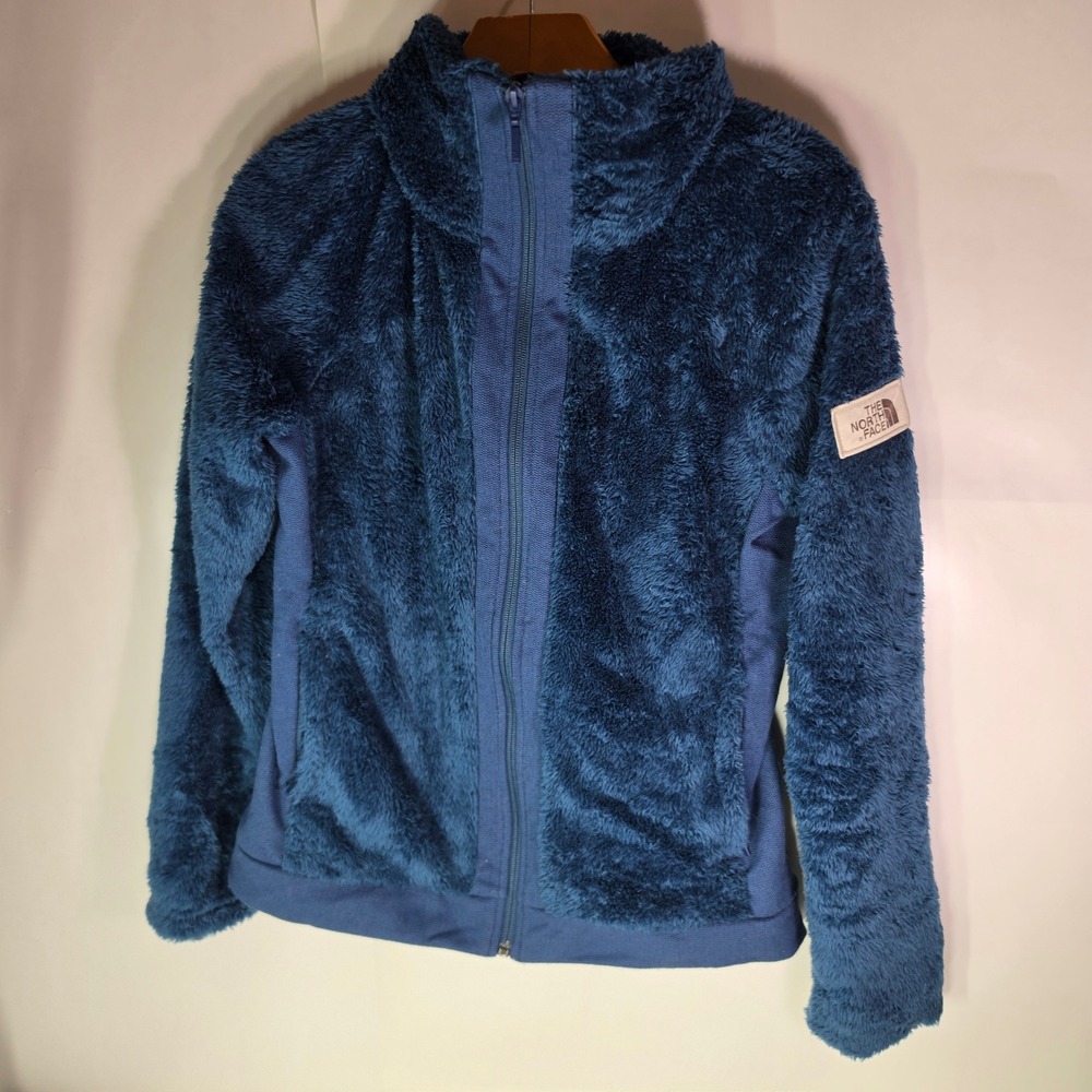 The North Face Osito Fleece Jacket Womens Small Blue Full Zip Sleeve Patch